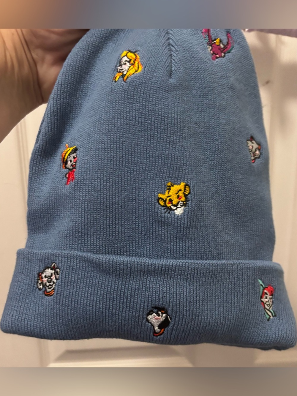 Disney Character Knit Beanie Adult Teen Warm Winter Hat Blue Embroidered Unisex